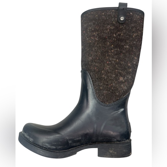 UGG Stefana Black and Brown Women's Rain Boots - rubber and felt-like outer - Picture 1 of 13